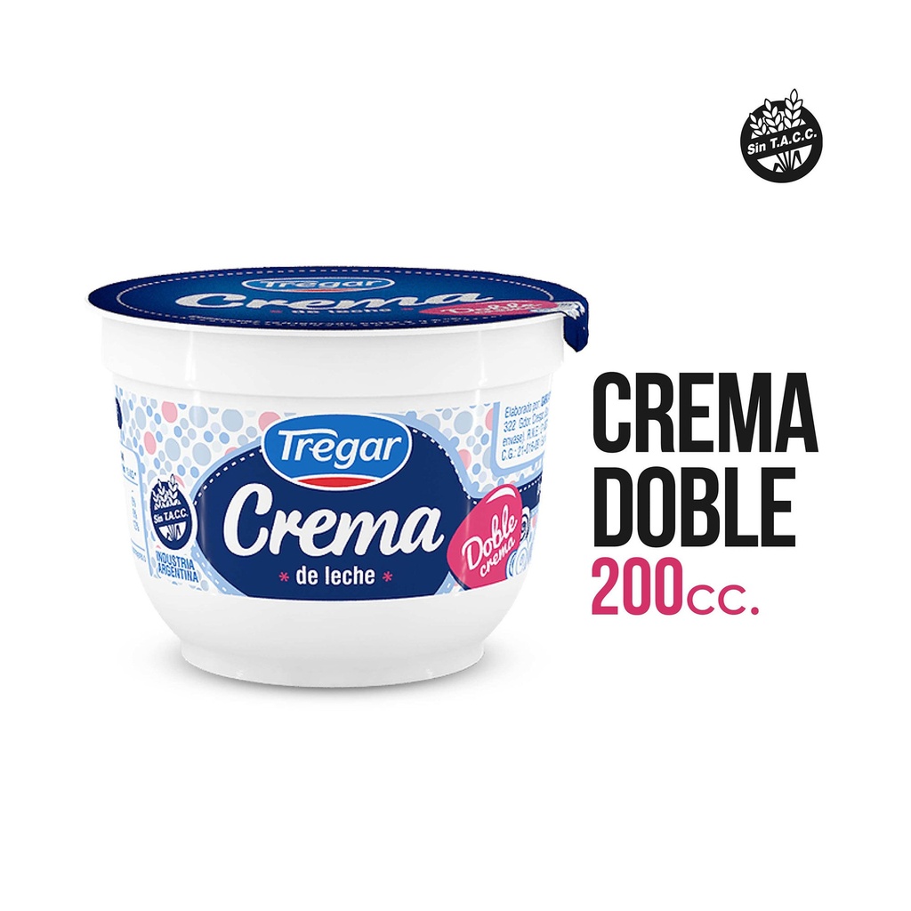 CREMA DE LECHE TREGAR DOBLE CREMA 200G. S.TACC.