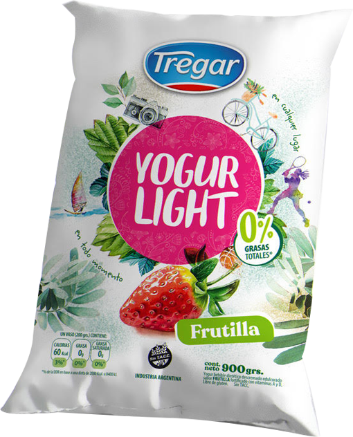 YOGURT SACHET FRUTILLA LIGHT TREGAR 900G S.TACC